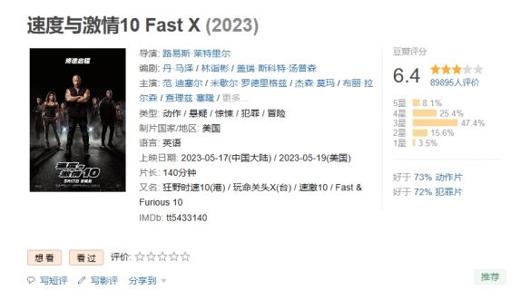 速度与激情10延长上映至7月16日!豆瓣评分6.4分 速度与激情10延长上映至7月16日!豆瓣评分6.4分