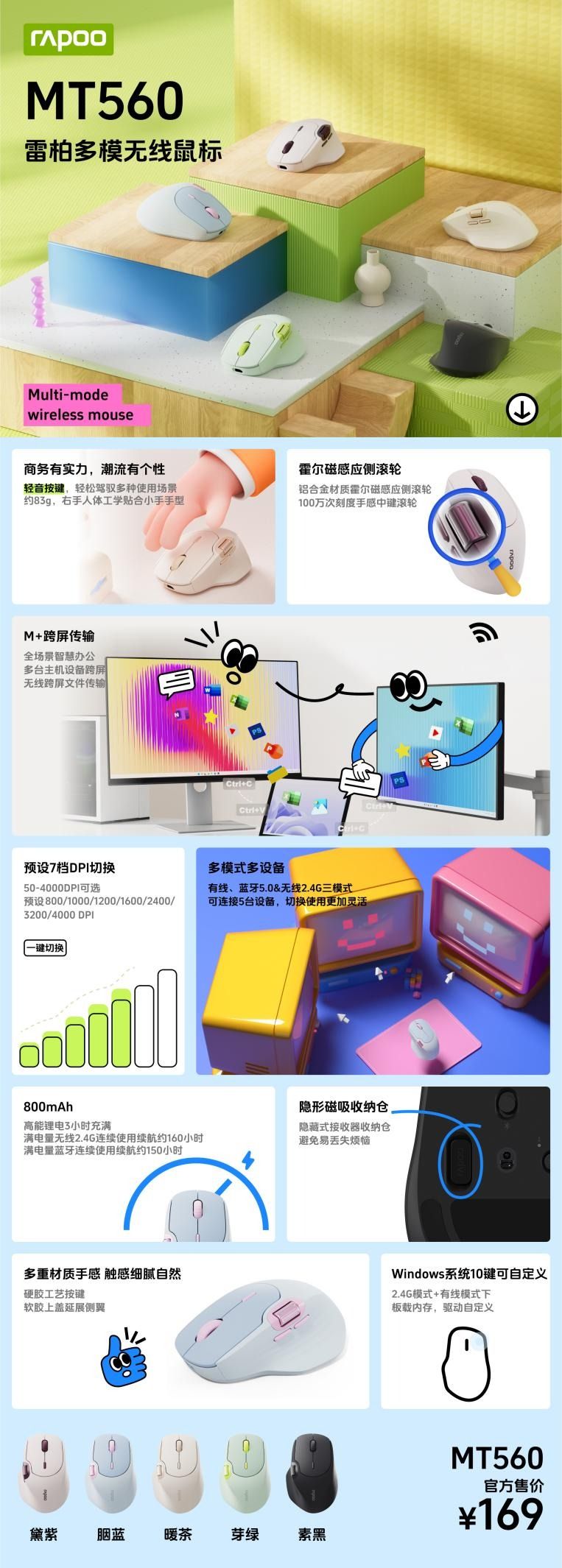 M+智慧办公,小手商务款款出色,雷柏MT560多模无线鼠标发布 M+智慧办公,小手商务款款出色,雷柏MT560多模无线鼠标发布