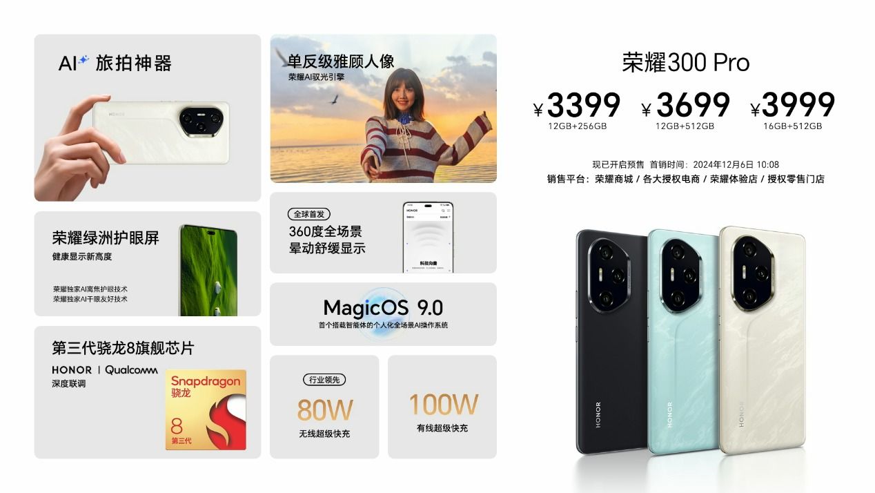 AI旅拍神器荣耀300系列正式发布,售价2299元起 AI旅拍神器荣耀300系列正式发布,售价2299元起